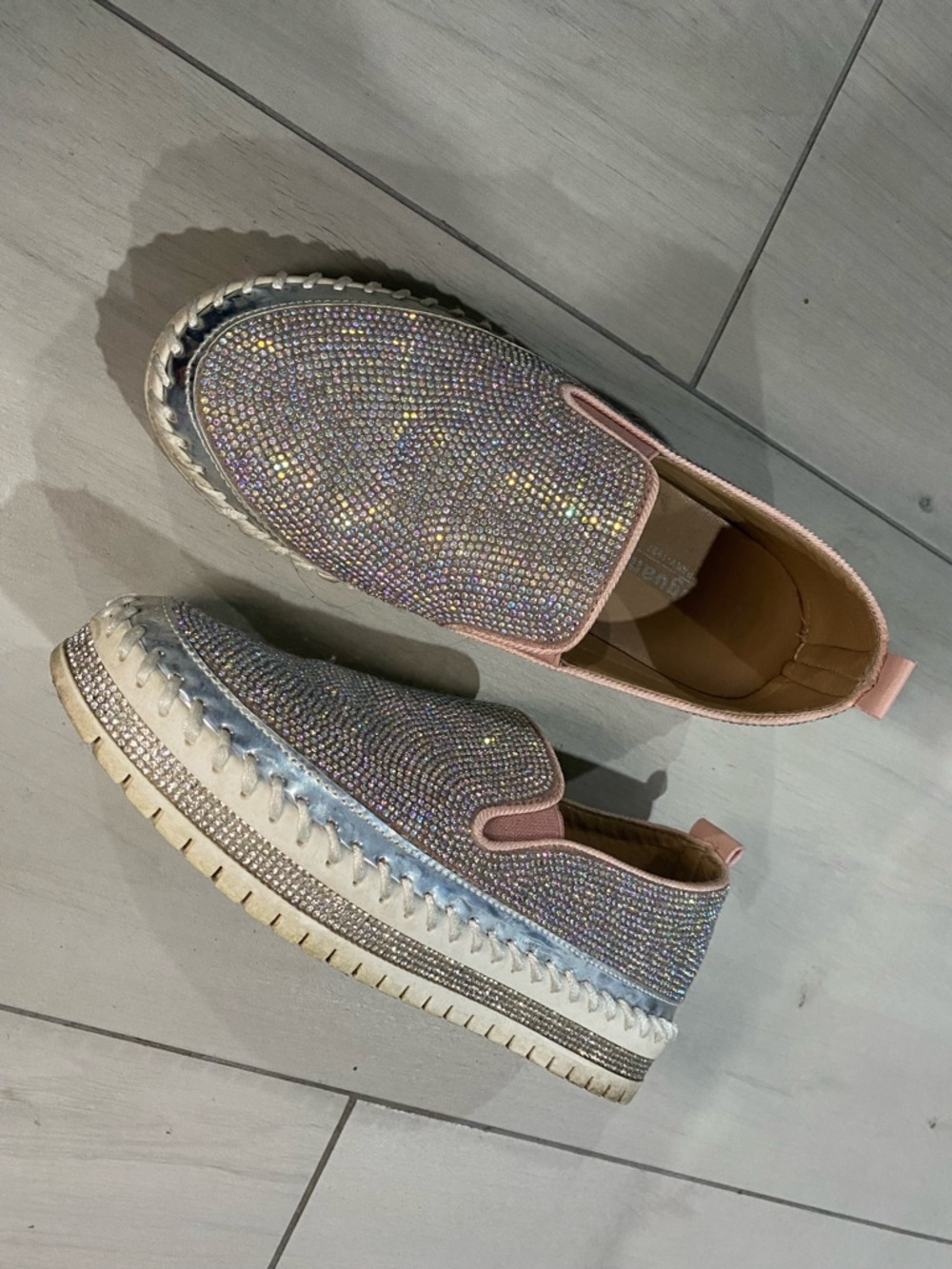 Embellished Slip-On Mules in Pink Crystal - Women